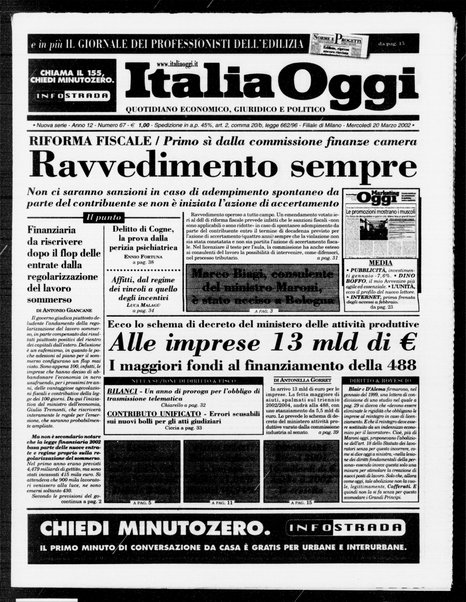 Italia oggi : quotidiano di economia finanza e politica